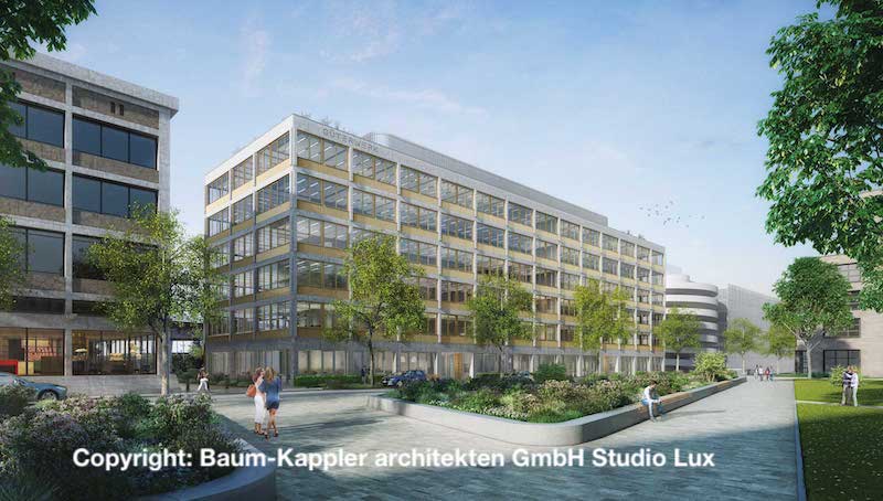 Neubau Güterwerk Bürogebäude Nürnberg Kohlenhof Visualisierung Außenansicht